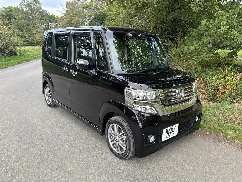 Black 2012 Honda N-Box+ Custom G L Package, front three-quarter view