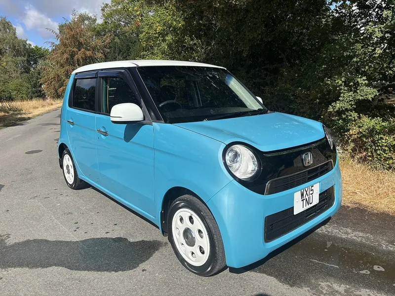 Blue 2015 Honda N-One G L Package, front three-quarter view